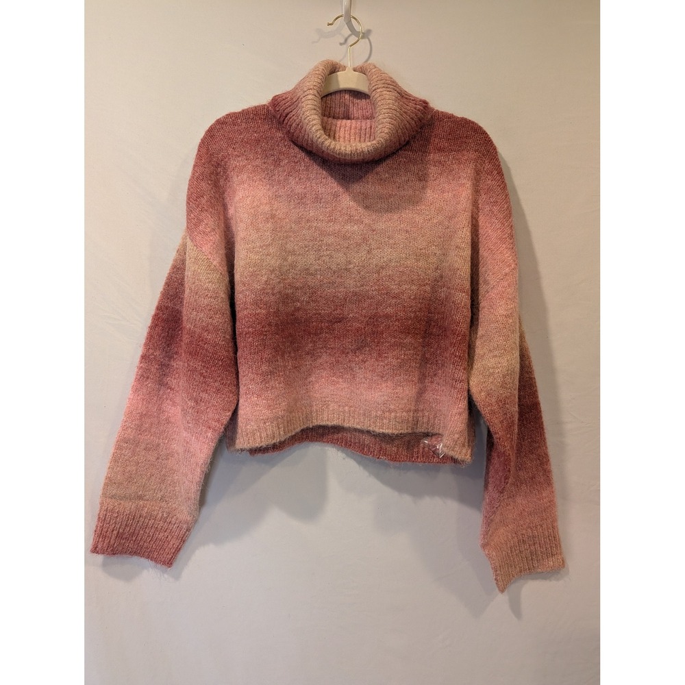 Steve Madden Raegann Ombre Sweater XL Pink Peach Turtleneck Cropped BP406996 NWT